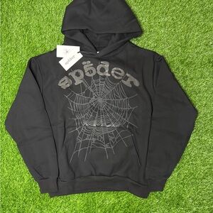 Spyder Charcoal Hoodie with Spider Web Graphic